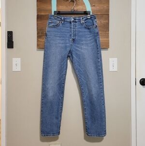 Levi's Blue Denim Wedgie Straight Button Fly Jeans Size 31w 28L